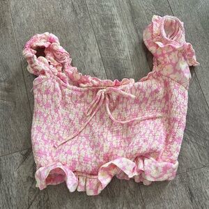 Zara Floral Printed Top Color: Pink Size: Small